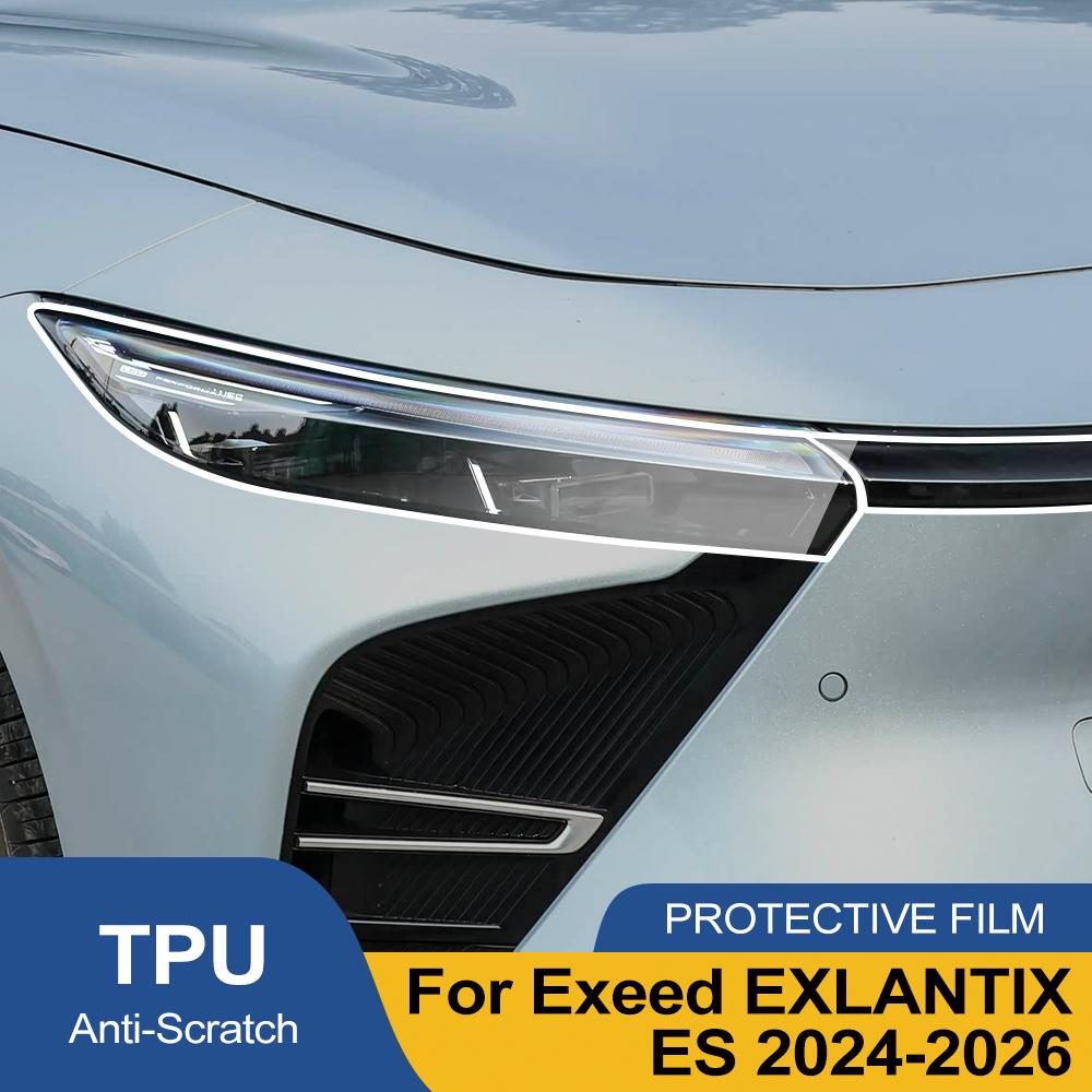 For Exeed EXLANTIX ES 2026-2026 Smoke Black High-Gloss Pre-Cut TPU Headlight Protective Film PPF Anti-Scratch Vinyl Wrap Cover