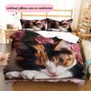 Rosa Calico-Katzenmuster Bettwäsche Heimdekoration Geburtstagsgeschenk (1 Bettbezug + 2 Kissenbezüge, ohne Füllung)