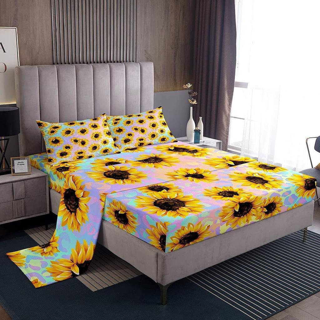 Cute Cartoon Ghost Pattern Bed Hat Four-piece Bedding Set Bedroom Dormitory Bedding Decoration