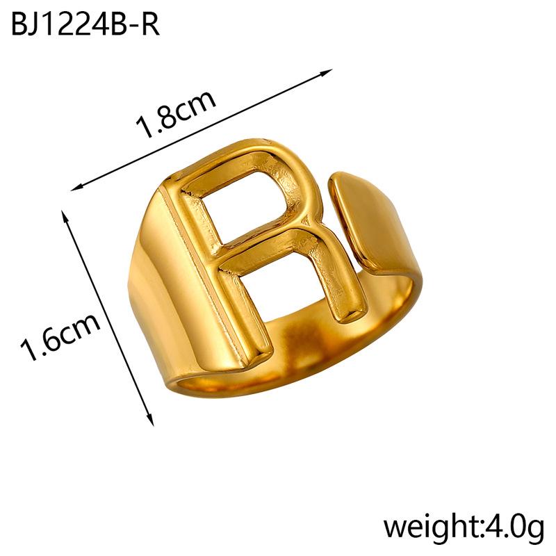 CARLIDANA Designer Initial Letters Alphabet Waterproof Gold Plated Non Tarnish Stainless Steel Fashion Jewelry Rings for Women