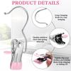 Laundry Hooks Hanging Stainless Steel Clothes Pins Portable Clip Hangers for Closet Travel Socks Pants Handbags Hats Towels