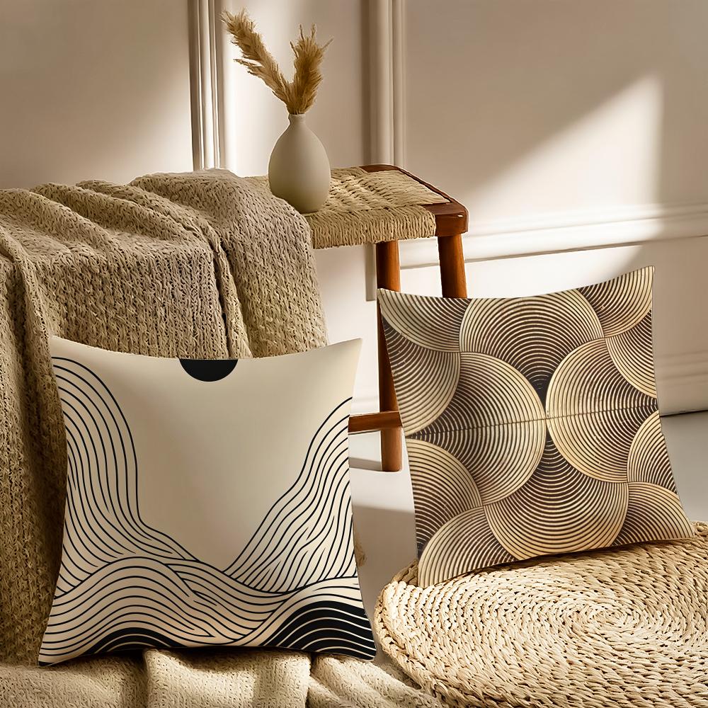 M-Minimalist Geometric Lines Cushion Cover Pillowcase Anti-Dustmite Living Room Sofa Decor Cushion Room