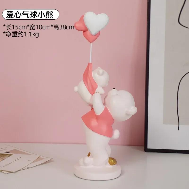 LMHBJY Creative and Violent Bear Porch Decorations Modern Cartoon Living Room Home Desktop Parent-child Bear Resin Craftsmanship