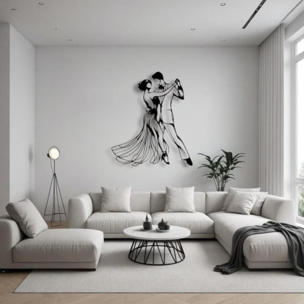 Modern Dance Couple Metal Wall Art Silhouette Tango Dancer Home Decor