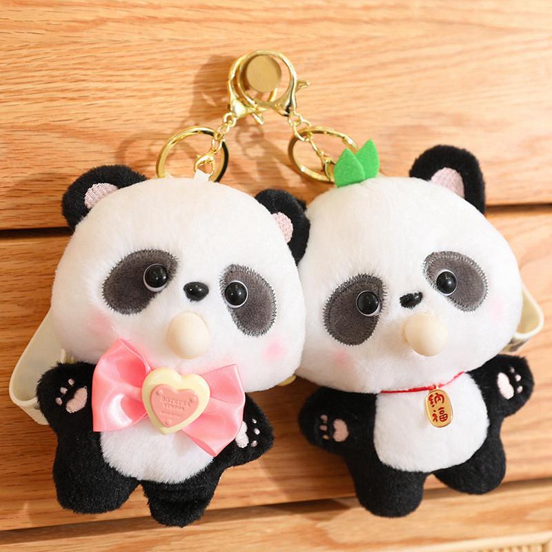 Panda Plush Cuddly Keychain Stuffed Bubble Blowing Designs Collectible Gifts