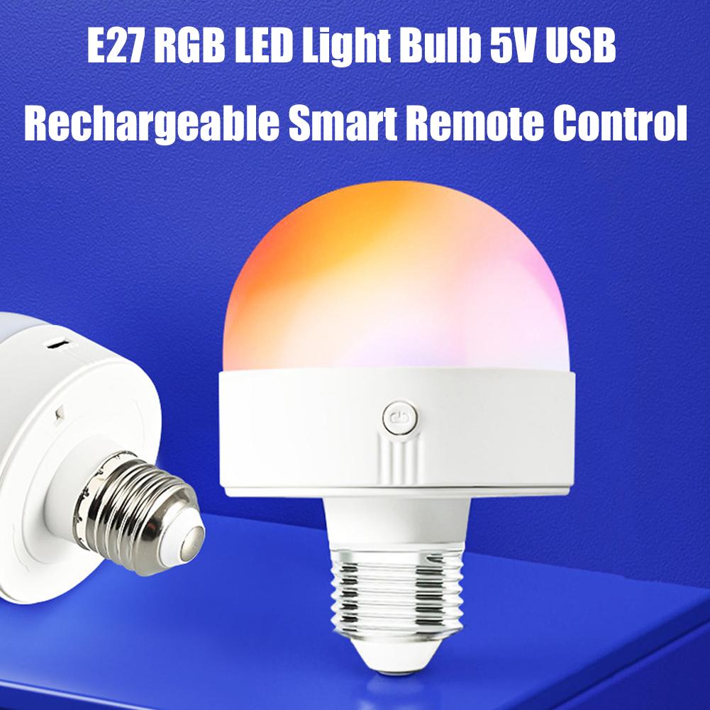 Rechargeable LED Bulb E27/E26 RGB Remote Control Stepless Dimming Tricolor Light For Wall Lamps Chandeliers Table Lamps Timer