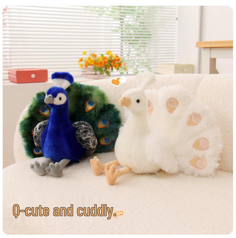 Simulation Zoo Green & Blue Peafowl Plush Toy - Peafowl Doll Ornament for Children & Girls' Birthday Gift
