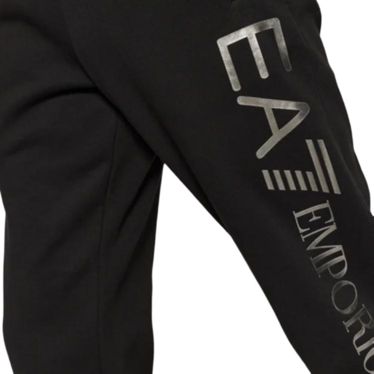 Emporio Armani EA7 Logo Print Elastic Waist Mid-Rise Tapered Knit Sports Pants Men bottoms Black 8NPPB5-PJ07Z-1205