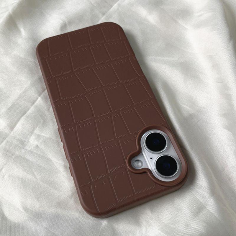 

Чехол для телефона с текстурой из крокодиловой кожи для Apple iPhone 16 ProMax - мягкий силиконовый противоударный креативный полный чехол для iPhone Apple 16 коричневый