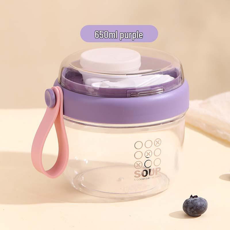 Portable Breakfast Cup with Lid & Spoon - Versatile for Salad, Oatmeal, Yogurt, or Overnight Meals