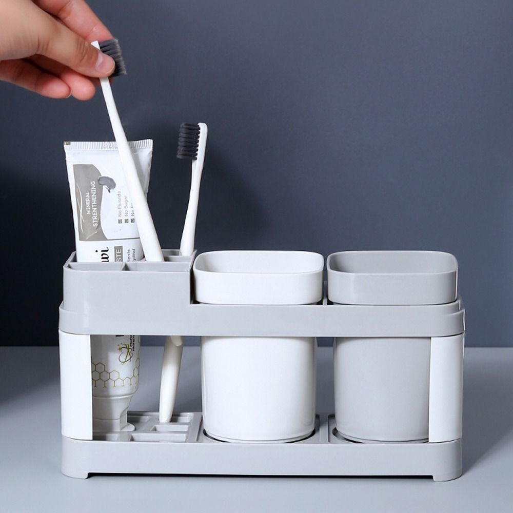 Bathroom Rack Toothpaste Stand Washing Cup Mouthwash Cup Set Organizer Holder Toothbrush Holder