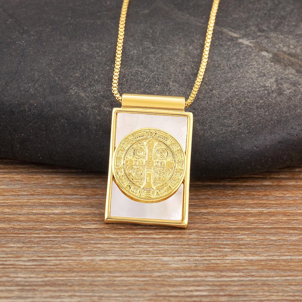 

Nidin New Retro Rectangle Shape Religious Style Charm Pendant Necklace Believer Daily Party Jewelry Wholesale Accessories Gifts