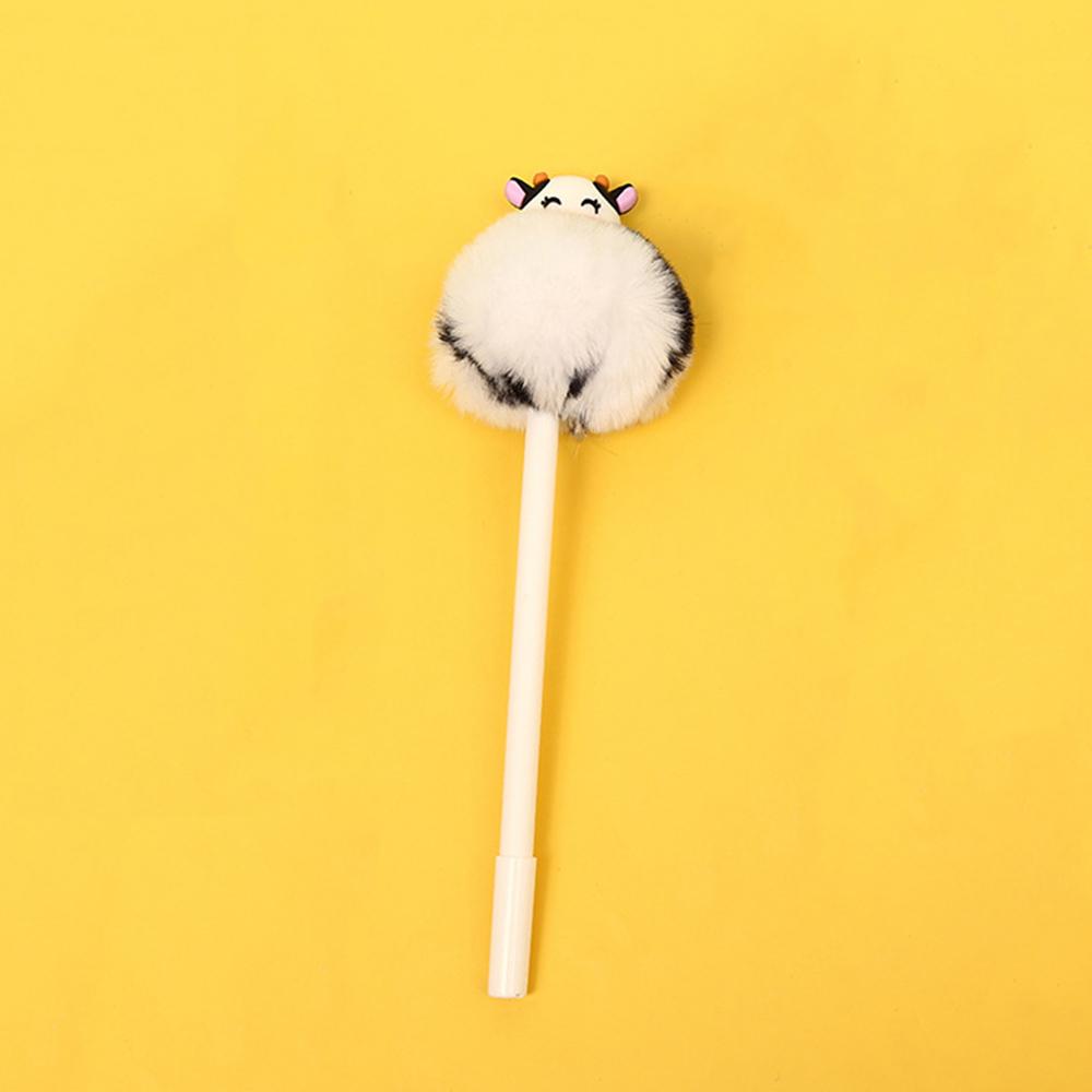 

1 шт. Милая плюшевая корова гелевая ручка креативный пресс офис подарок школьные принадлежности канцелярские принадлежности кавайные забавные ручки Ink Color:Black