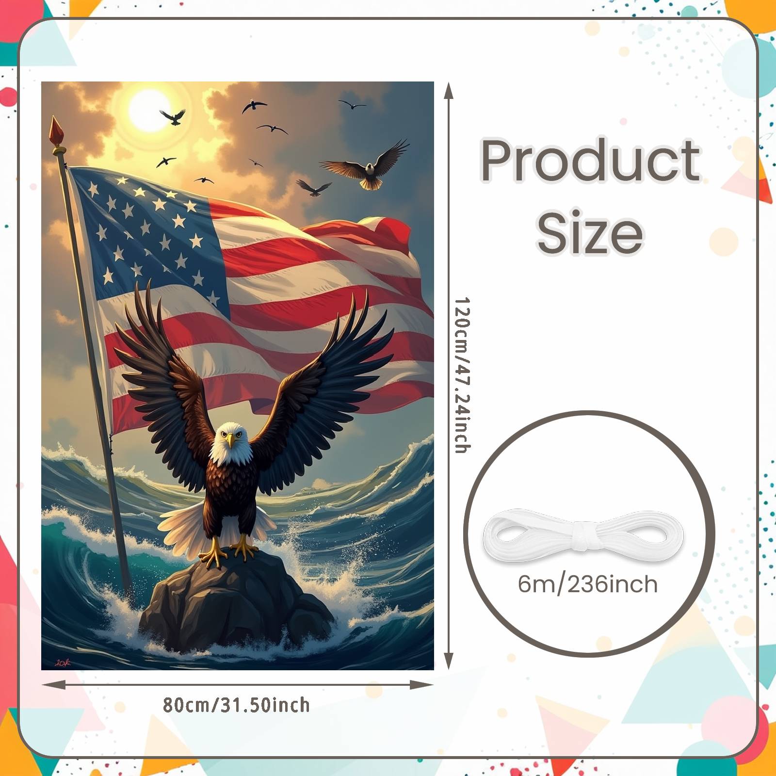 Баннер Флаг США Палитра Красный Белый Синий Баннер Празднования США Задний Фон Американский Дух Величественный Дизайн с Орлом Для Помещений