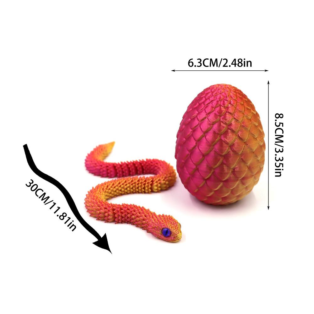 3D Printed Snake Egg Figurines with Moveable Parts, Anime Style Miniature Desktop Decor, Offices Home Ornament Gift