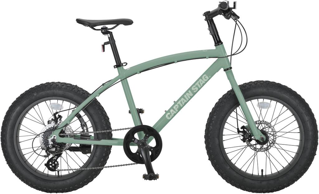 CAPTAIN STAG Fat Bike 20 Inch and Front Disc Standard Equipment Fat Bike 208 Vintage Green [Shimano 8-speed Speed/Aluminum Frame/Front Brakes] YG-1402