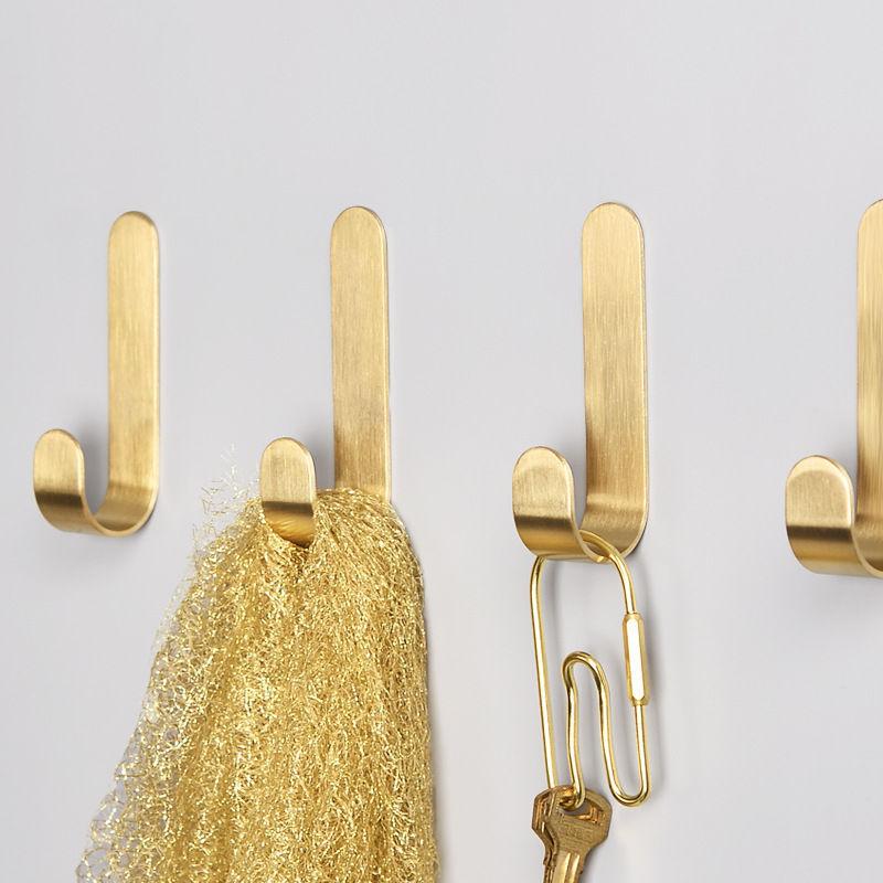 Brass Wall Hooks Punching-Free Hooks Wall Door Key Hook Bathroom Robe Towel Storage Rack Clothes Hnagers Kitchen Hooks