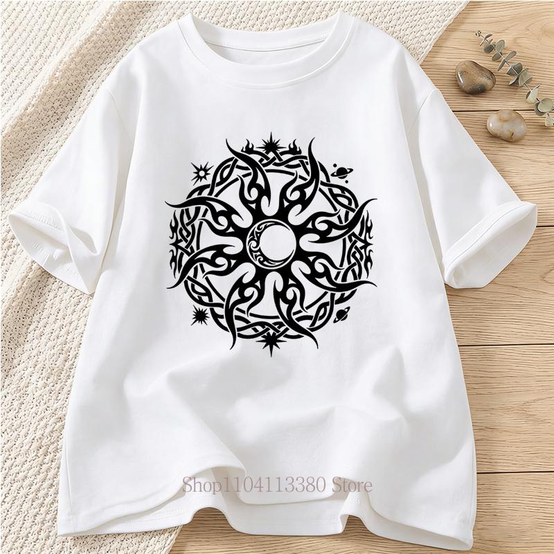 Summer Casual Fashion Totem Graphic Print Tshirts Womens Clothing Vintage Minimalist ONeck Short Sleeve Tops Tshirts