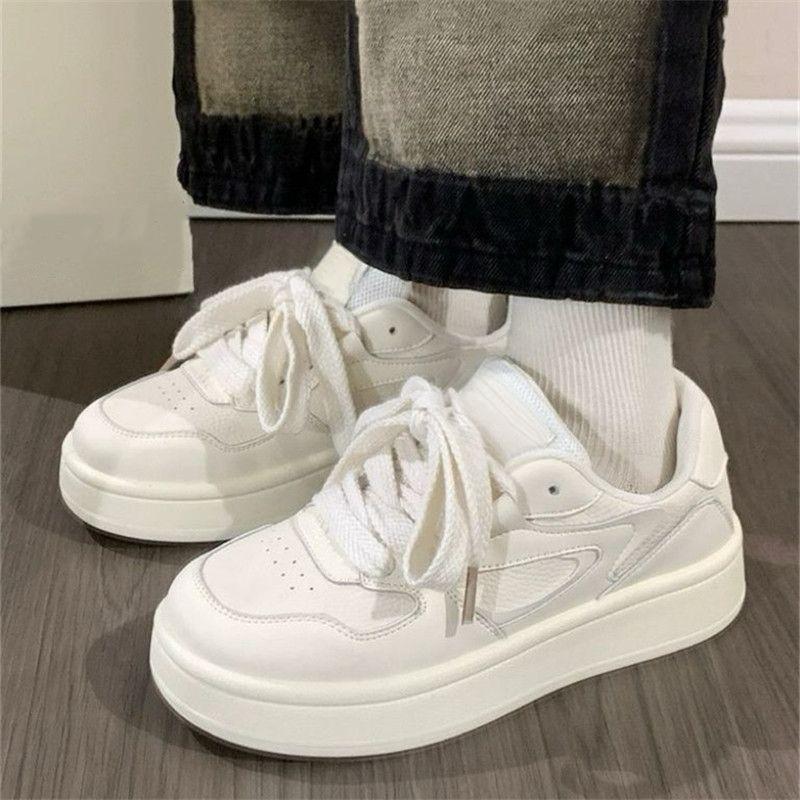 Platform White Shoes Women's 2024 Spring and Autumn New Versatile Shoes Ins Tide Niche Students Sports and Leisure Board Shoes