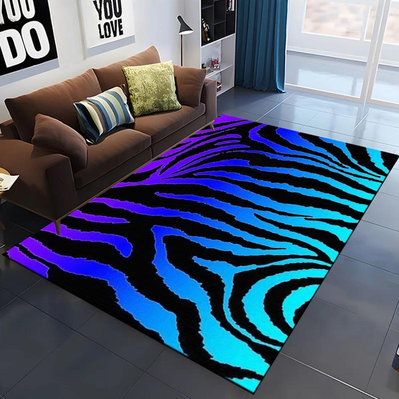 Zebra Stripes Area Rug Animal Skin Print Doormat African Wildlife Animal Carpet for Bedroom Playroom Living Room Soft Floor Mat