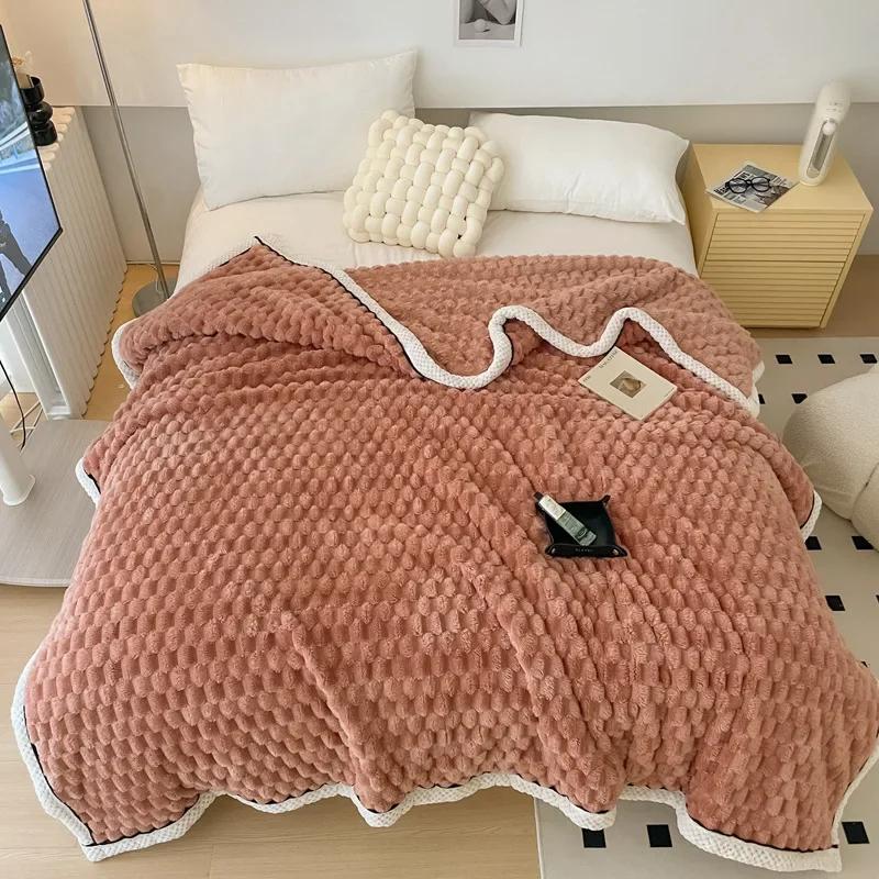 Coral Velvet Autumn Winter Blanket Sofa Air Conditioning Single Double Soft Flannel Fleece Blankets for Warm Sleeping Quilt