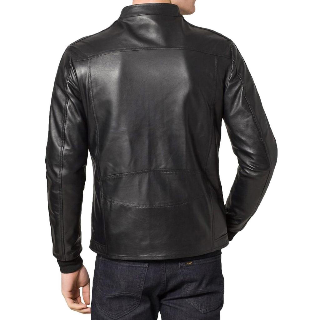 SKINOUTFIT Men's Genuine Lambskin Black Leather Jacket Stylish Motorcycle Bomber Biker Outerwear MJ 89