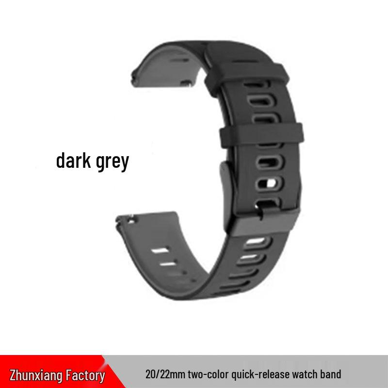 

Многоцветный спортивный силиконовый ремешок для часов для Samsung/Garmin/Huawei, двухцветный ремешок, 22/20 мм 22MM + Black Buckle