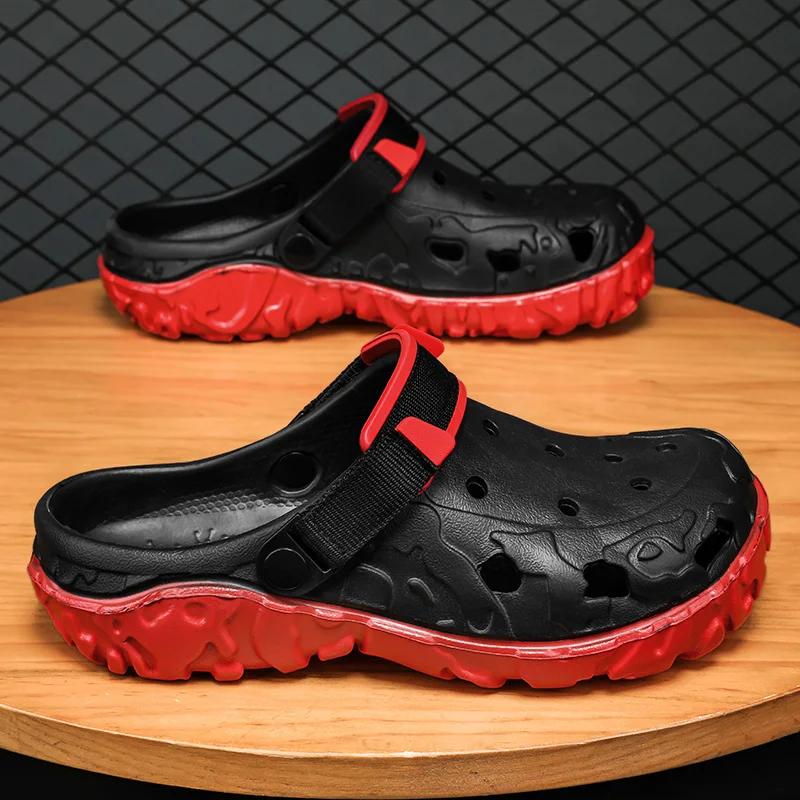 Fashion 2024 Clogs Sandals Men Large Size Slip On Outdoor Beach Summer Shoes Medical Clogs Causal Breathable Male Sandals With Hole