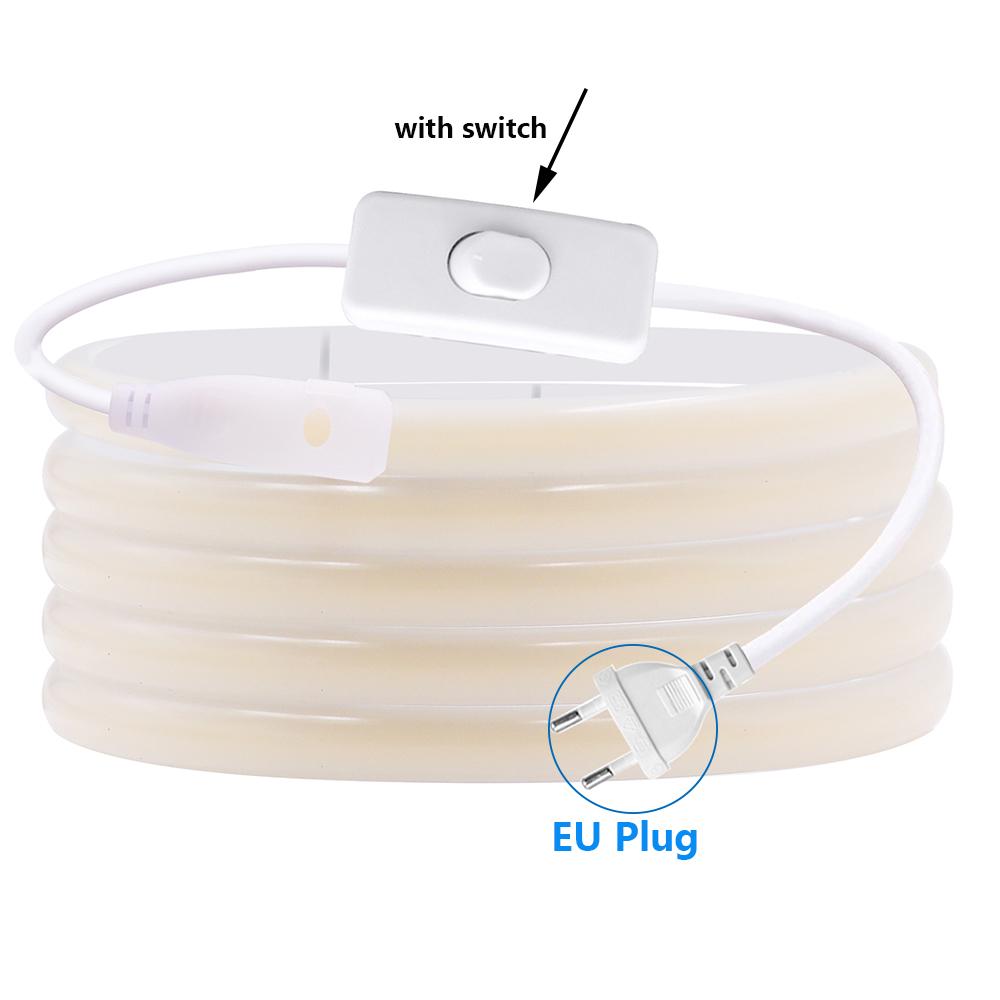 BMW 220V Dimmable COB LED Neon Strip Light Dimmer Switch Plug Kit Waterproof 288 LED Flex Tube Lamp Hight Bright Warm/Natural White