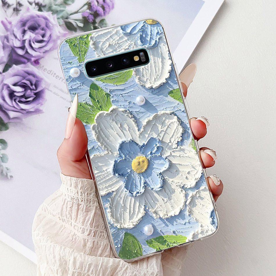 Per Samsung Galaxy S10+ S10 S10e Elegante Custodia per Telefono con Motivo Floreale e Farfalle Per Samsung S10e S10 Plus S 10 4G Custodie Morbide in Silicone TPU