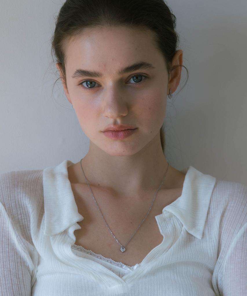 Pearly More Mini Cubic Heart Necklace_Pm26N019Ss