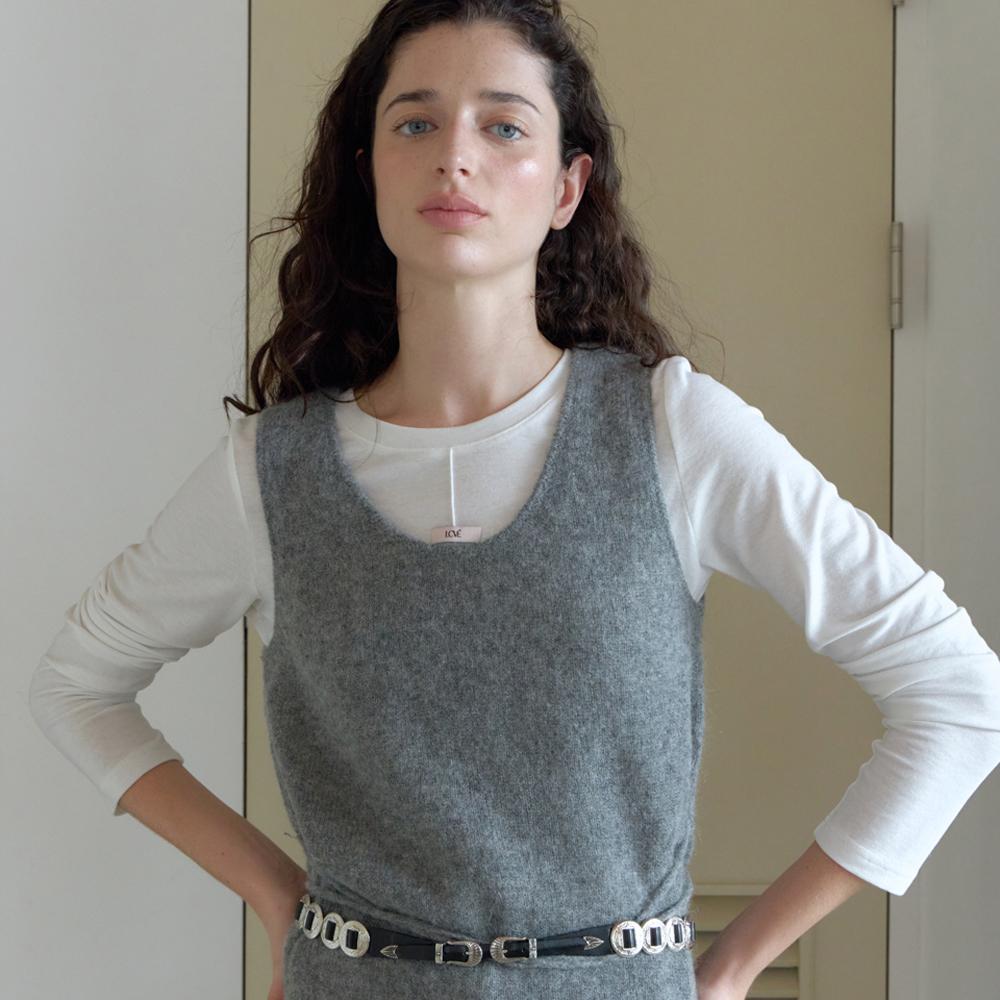 Elssibeui Cozy Mohair Knit Vest_Gray