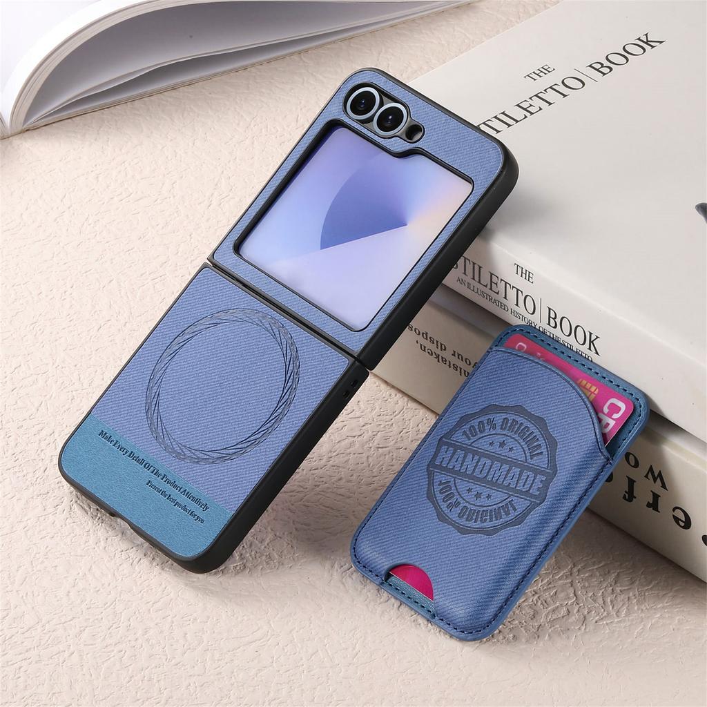 2 in 1 Detachable Magnetic Cards Solt Wallet Case For Samsung Galaxy Z Flip 7 FE 6 5 4 5G Flip6 Flip5 Vertical Bag cowboy Cover