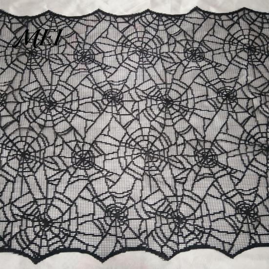 Breathable Lace Fabric Spider Web Table Runner, Black Gothic Festival Theme Mat Cobweb Runner for Halloween Dining Decoration