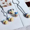 Adorable Cartoon Duck Necklace/Earrings/Keychains Adornment Handcrafted Choker Chain/Ear Hooks/Keyrings for Women Girls