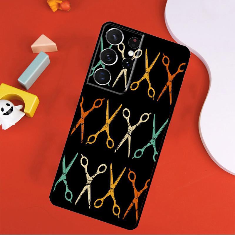 Hairdresser Barber Scissors Phone Case For Samsung Galaxy S25 Ultra S9 S10 S20 S21 FE S22 S23 S24 Plus S24 Ultra Cover