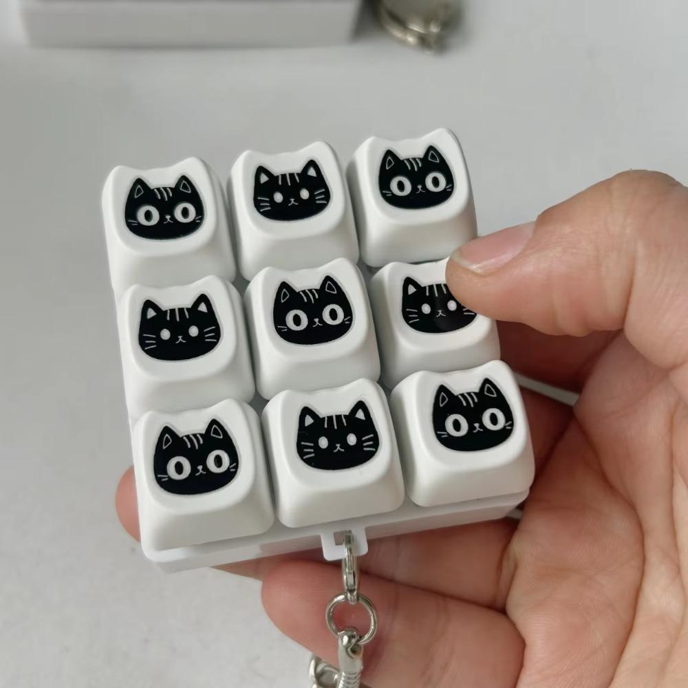 Knackiger Rebound Voice Schwarze Katze Tastatur Schlüsselanhänger Leuchtender Clicker Fidgets Tasche Anhänger Schüler
