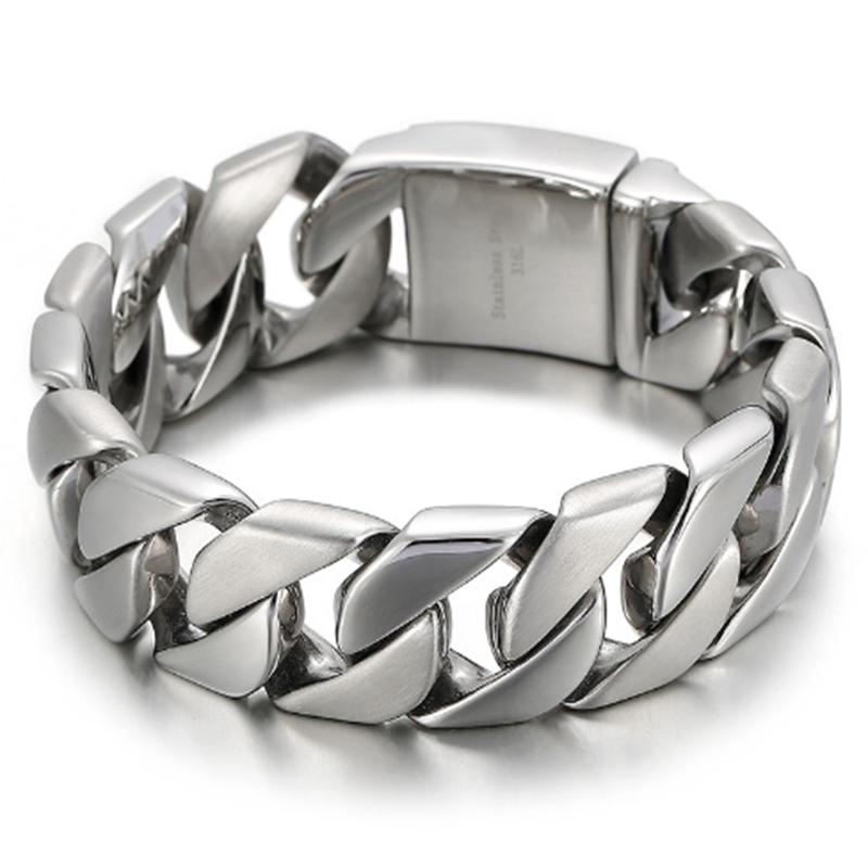 20MM Cuban Chain Thick Bracelet for Men Punk Stainless Steel Black/Gold Color Heavy Bracelet Personalized Party Gift Jewelry