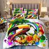 Flamingo Three-Piece 3D Printed Parrot Toucan And Tropical Flower Quilt Cover Pillowcase Bedding
