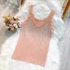 Summer New Lace Rhinestone Camisole Vest Women's Knitted Base Top