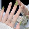 Summer Fresh 3D Pearl Flower Nail Stickers in Matcha Milk Green