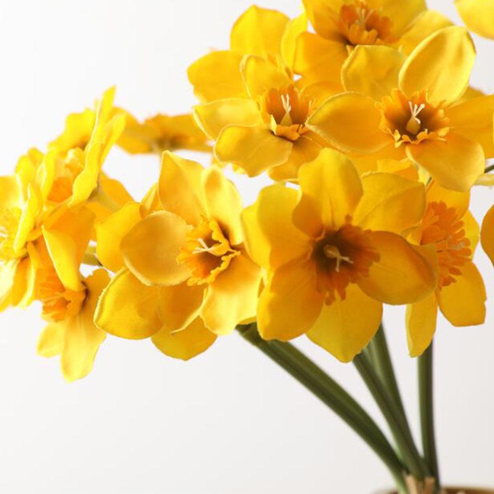 1 Bunch Realistic Artificial Daffodil Flowers Yellow Home Decoration Wedding Photography Props Lifelike Simulation Flower