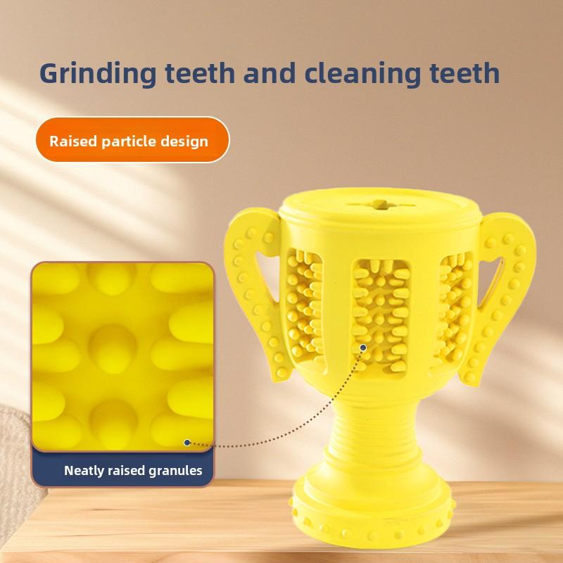 New Dog Toy for Self-entertainment and Boredom, Yellow Trophy, Natural Rubber, Leaky Pet Toy, Teething, Durable and Educational Toy
