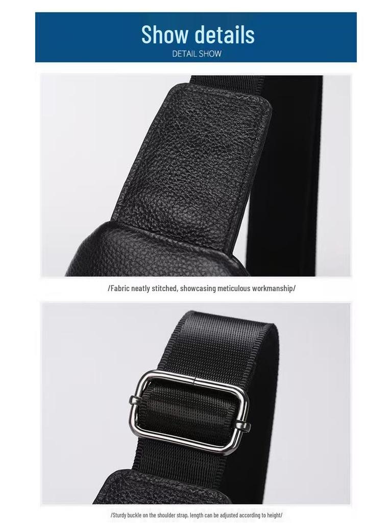 Men's Genuine Leather Crossbody Shoulder Bag - Korean Style Trendy Fashion, Chest Bag Business Top Layer Cowhide