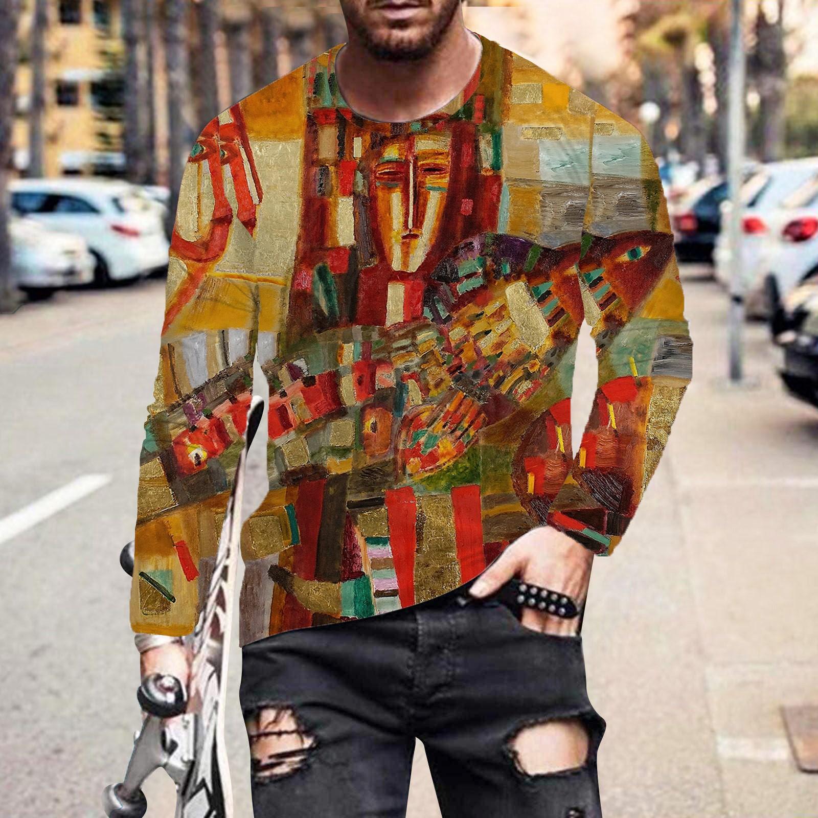 

Мужская мода повседневные рубашки с круглым вырезом и длинным рукавом с принтом, топы, блузки XXL хаки