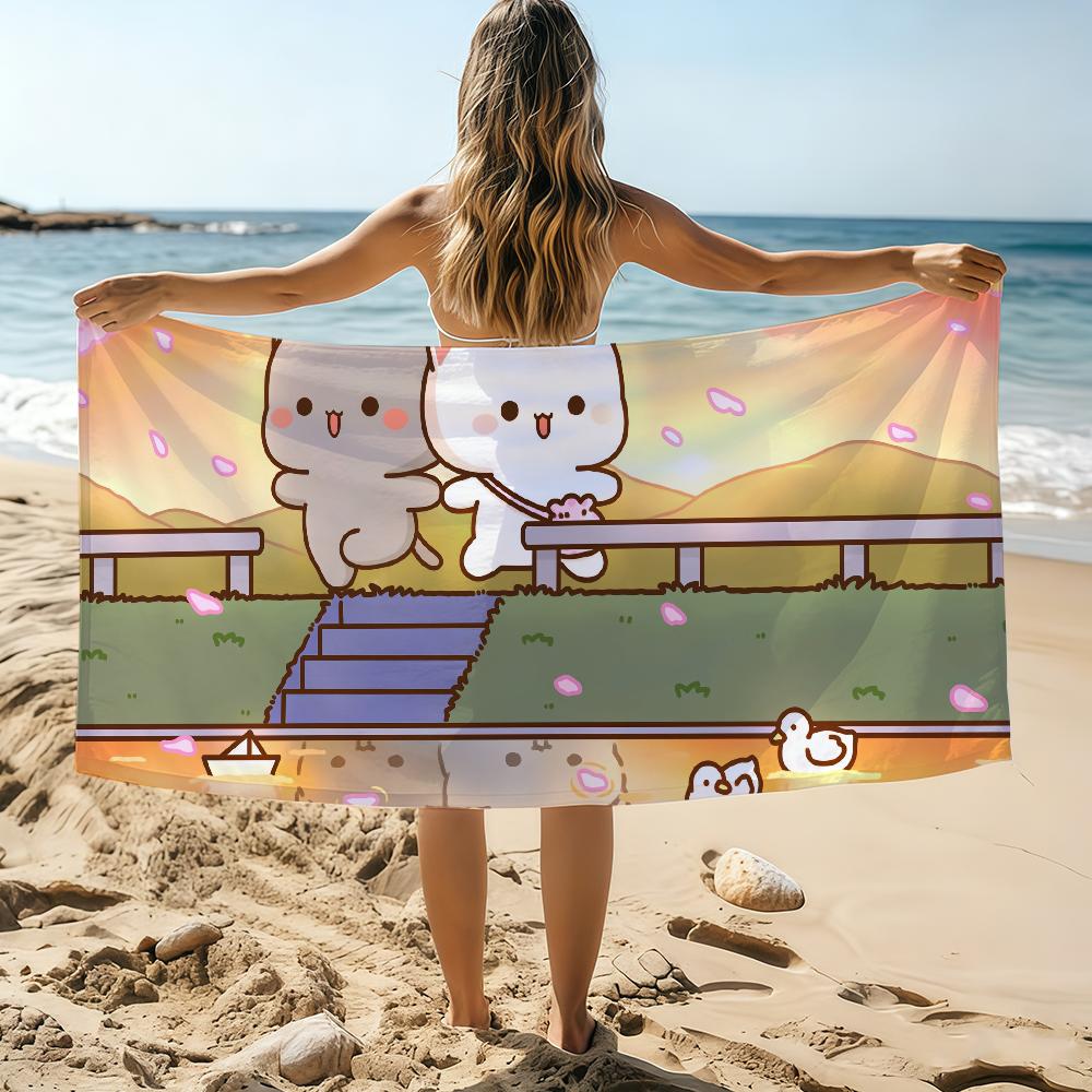 Mochi Cat Cute Towel Beach Towel Oversized Quick Dry Towel Absorbent Soft Swim BeachTowels for Men Women