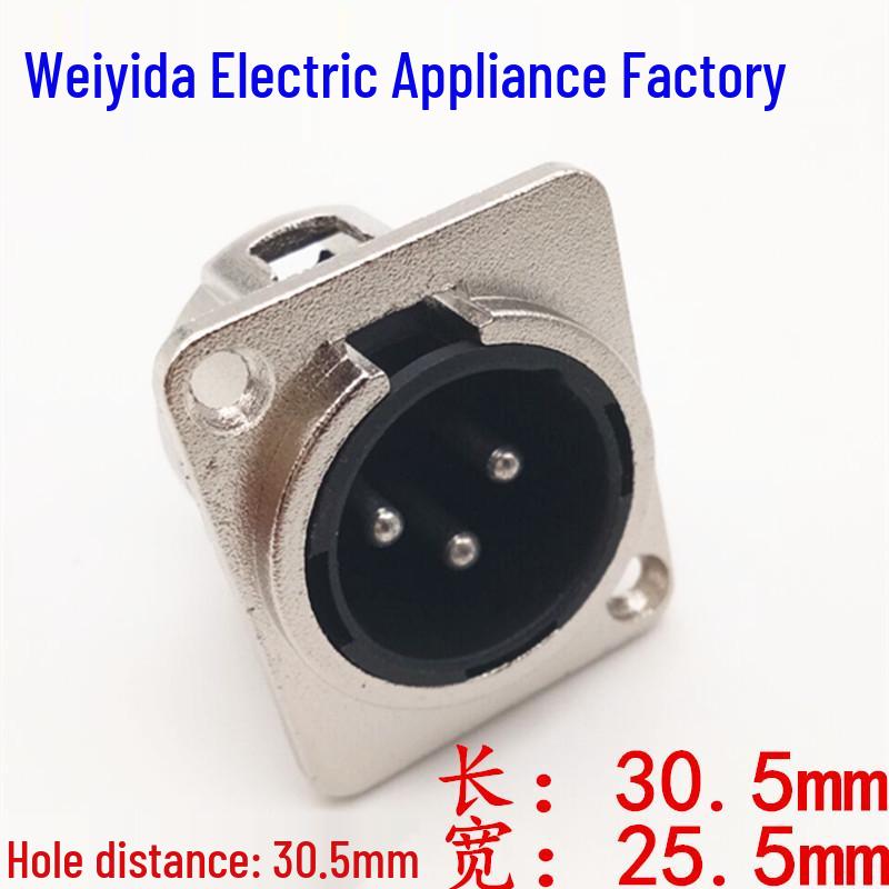 Metal 3-Pin XLR Male Audio Socket for Speaker/Microphone