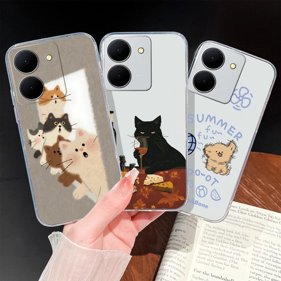 Phone Case For Vivo Y100i Y200i Y300i Y500i 5G Vintage Angel Soft Transparent Silicone High Quality Shockproof Funda