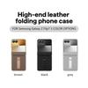 Hochwertige Leder-Metall-Halterung Hülle Für Samsung Galaxy Z Flip 7 Flip 6 Flip5 Flip 4 3 Auto-Rückstellfeder Scharnier Schutzhülle