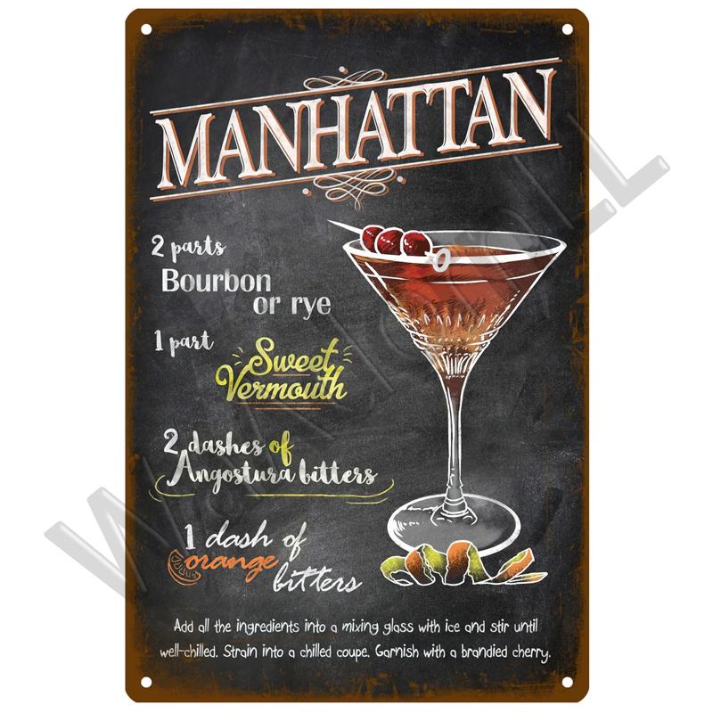 Metal Sign Vintage Tin Sign Decorations Gin Tonic Cocktail Plate Decorative Poster Plaque Retro Bar Kitchen Home Wall Decor